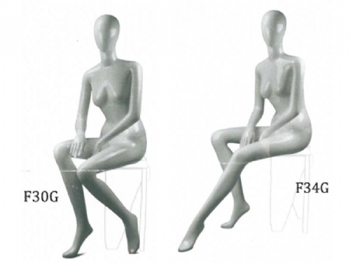塑膠模特兒 F系列 女 白 坐姿 有頭/無頭